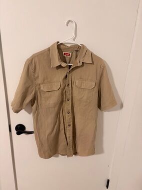 Wrangler Short Sleeve Button-Down Shirt - Khaki/Tan